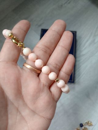Collar coral rosa - oro 18k
