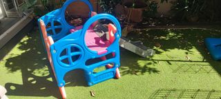 Lote juguetes niños: tobogán, moto y tractor