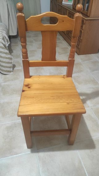 Mesa comedor madera - cristal,6 sillas y 2 altas