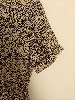 Vestido midi Mango S - Animal print beige/marrón