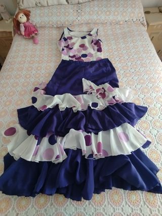 Traje Flamenca  - morado, blanco