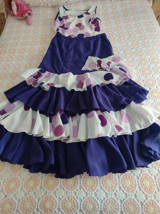 Traje Flamenca  - morado, blanco