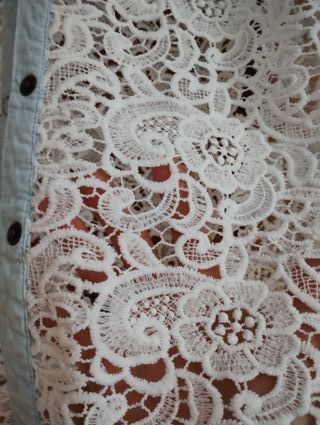 Blusa jeans pizzo bianco