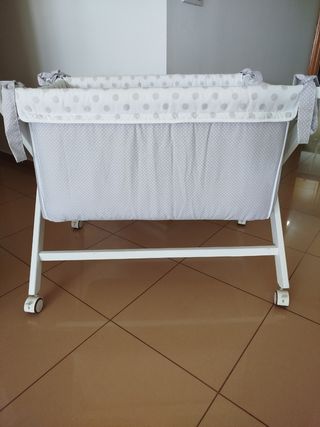 Minicuna madera blanca c/ ruedas