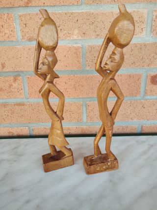 Figura Pareja Africana Madera 27CM