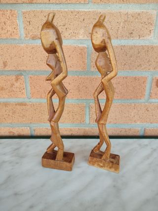 Figura Pareja Africana Madera 27CM