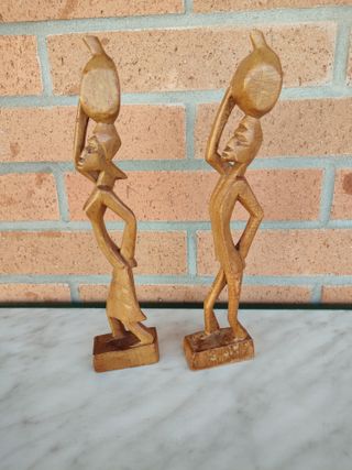 Figura Pareja Africana Madera 27CM