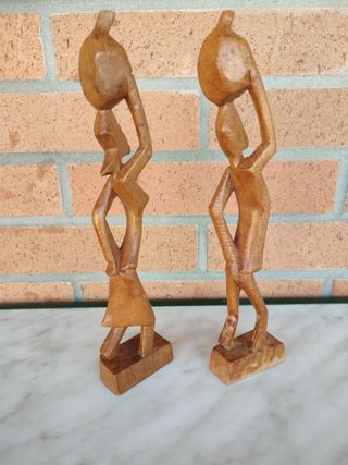 Figura Pareja Africana Madera 27CM