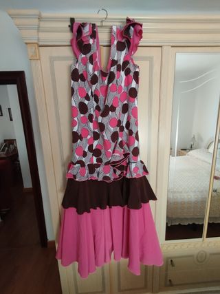 Traje Flamenco Rosa y Marrón