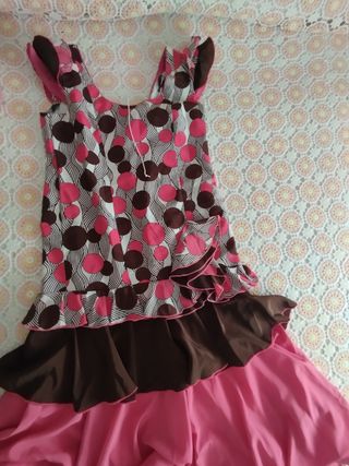 Traje Flamenco Rosa y Marrón