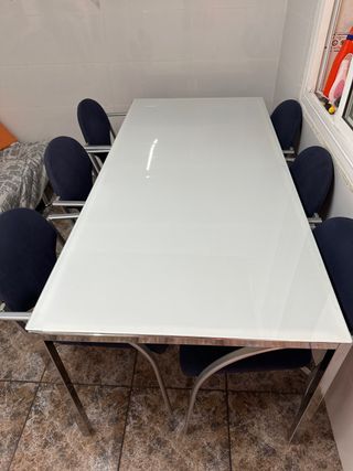 Mesa comedor cristal 6 sillas