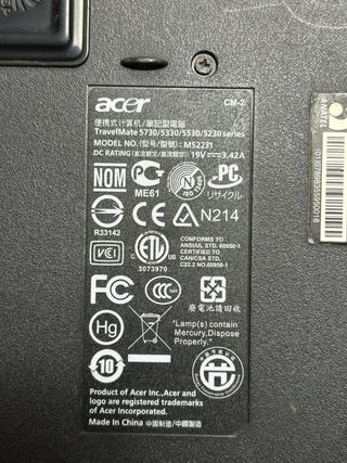 Portátil Acer TravelMate 5730