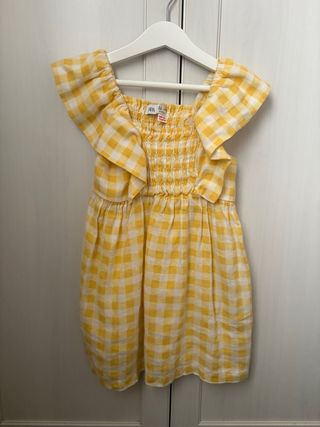 Vestido niña vichy amarillo de Zara