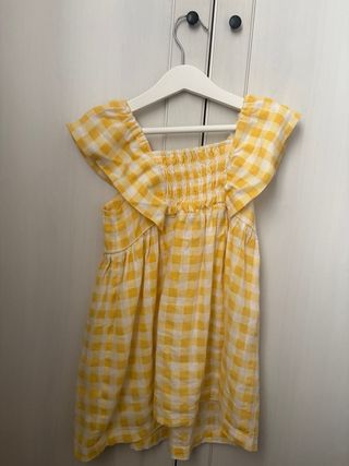 Vestido niña vichy amarillo de Zara