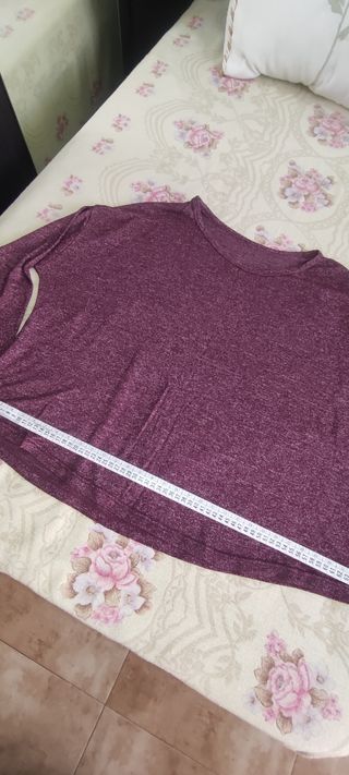 Camiseta elástica granate manga larga