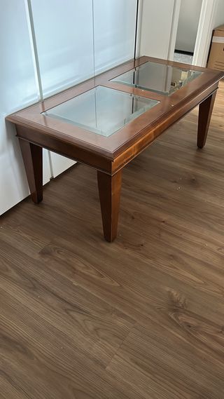 Mesa centro madera-cristal