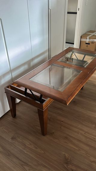 Mesa centro madera-cristal