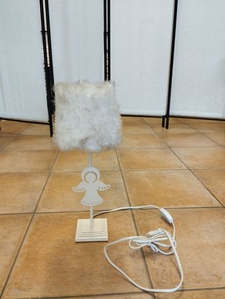 Lámpara blanca plumas ángel