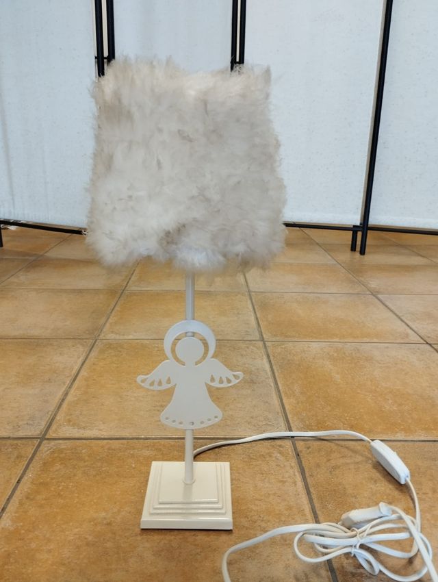 Lámpara blanca plumas ángel