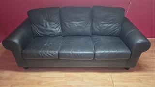 URGE - Sofá 3 plazas piel negro IKEA