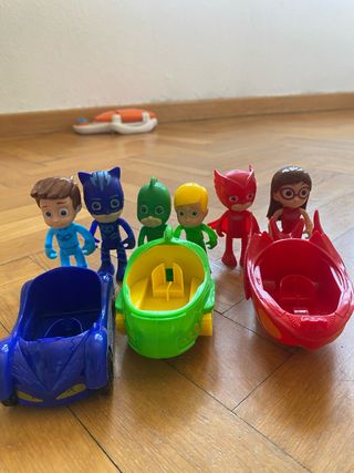 6 Muñecos PJ Masks + Coches