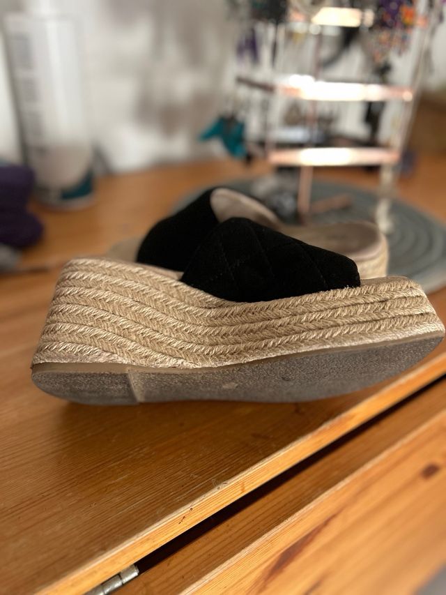 Sandalias cuña negras