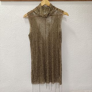 Vestido Zara pedrería marrón dorado
