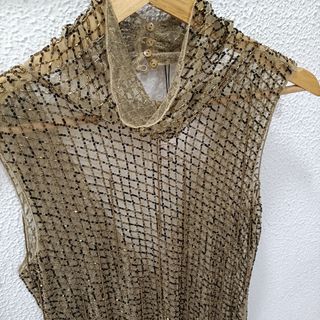Vestido Zara pedrería marrón dorado