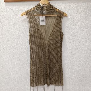 Vestido Zara pedrería marrón dorado