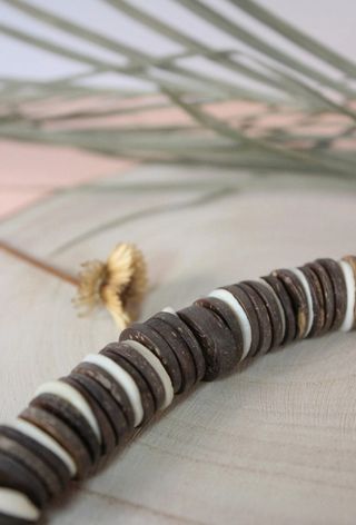 Collares + brazalete hippie madera 