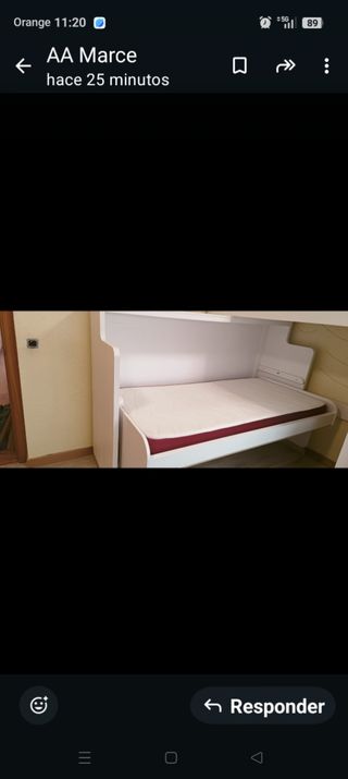 Litera abatible blanca - cama escritorio.
