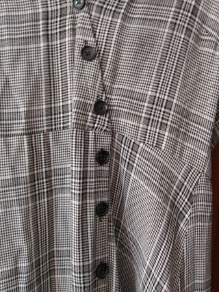 Vestido Mango L - cuadros gris/negro