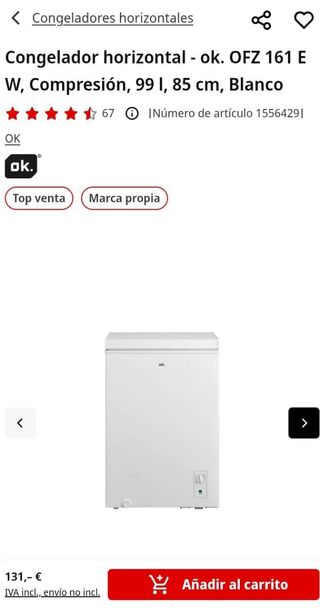 Congelador OK - Horizontal 
