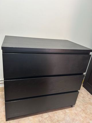 Cómoda MALM Ikea 3 cajones - Negro-marrón