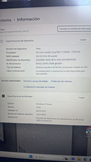 Portátil ASUS TUF Gaming F15