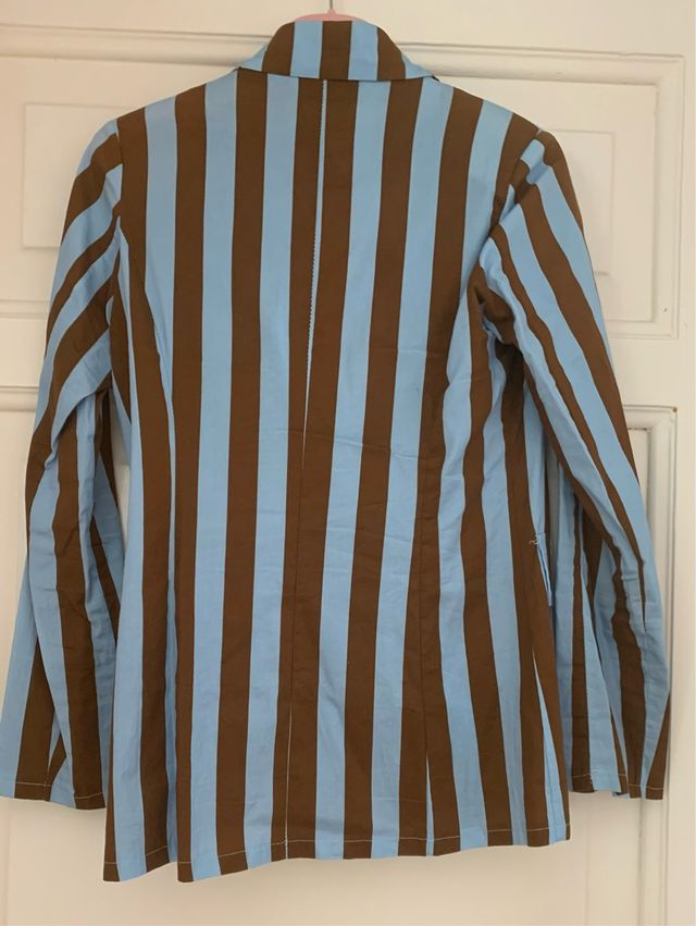 Blazer azzurro/marrone sfoderato 97%cotone