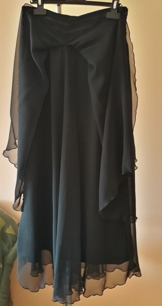 Falda negra larga gasa Vintage