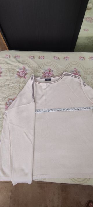 Jersey beige manga larga mujer