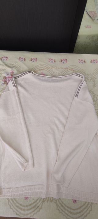 Jersey beige manga larga mujer