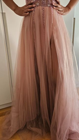 Vestido fiesta rosa brillante