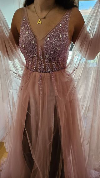 Vestido fiesta rosa brillante