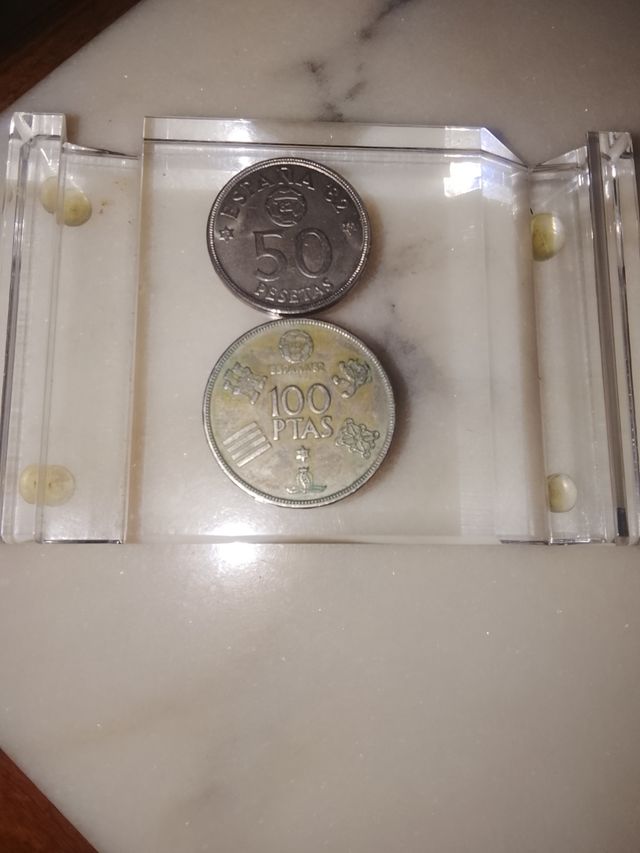 Monedas 50 y 100 pesetas España