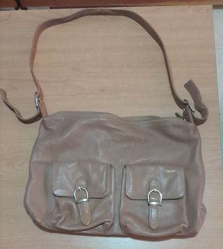 Bolso bandolera piel beige