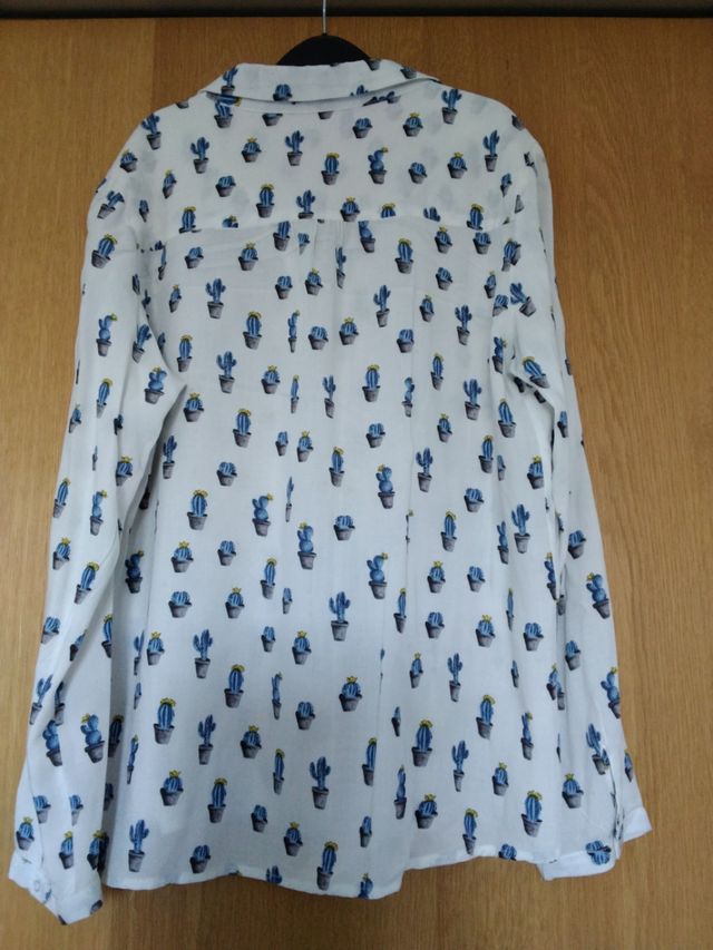 Camisa Cactus - Blanco y Azul