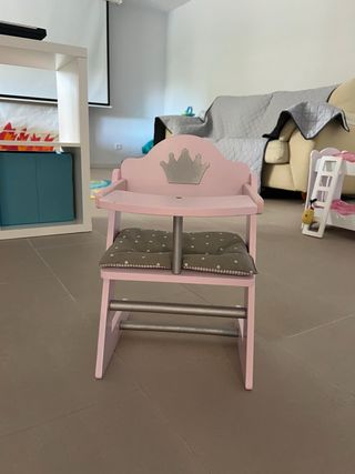 Trona madera bebé juguete rosa