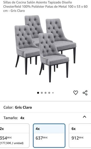 2 Sillas Comedor Gris Claro NUEVAS!
