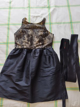 Vestido encaje beige y negro