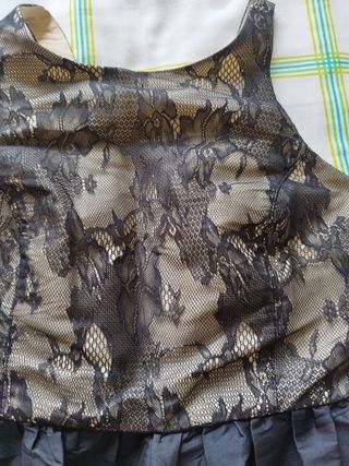 Vestido encaje beige y negro