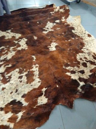 Alfombra piel vaca marrón-blanco