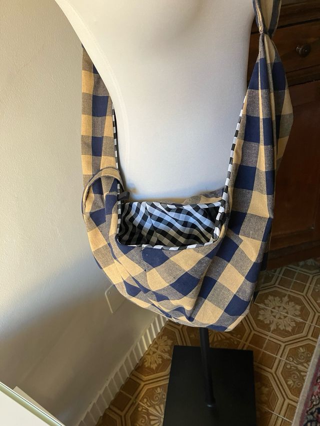 Borsa trasporto pet beige&blu